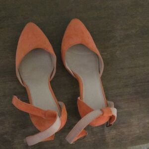 Orange Women's Shoes with Bow Detail